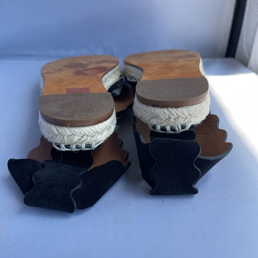 Chole Laurent Scalloped Suede espadrille Sandals - Picture 5 of 8